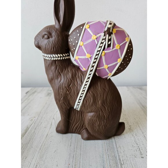 Vintage ceramic faux chocolate bunny fake egg rabbit Easter decor unique - Picture 5 of 10